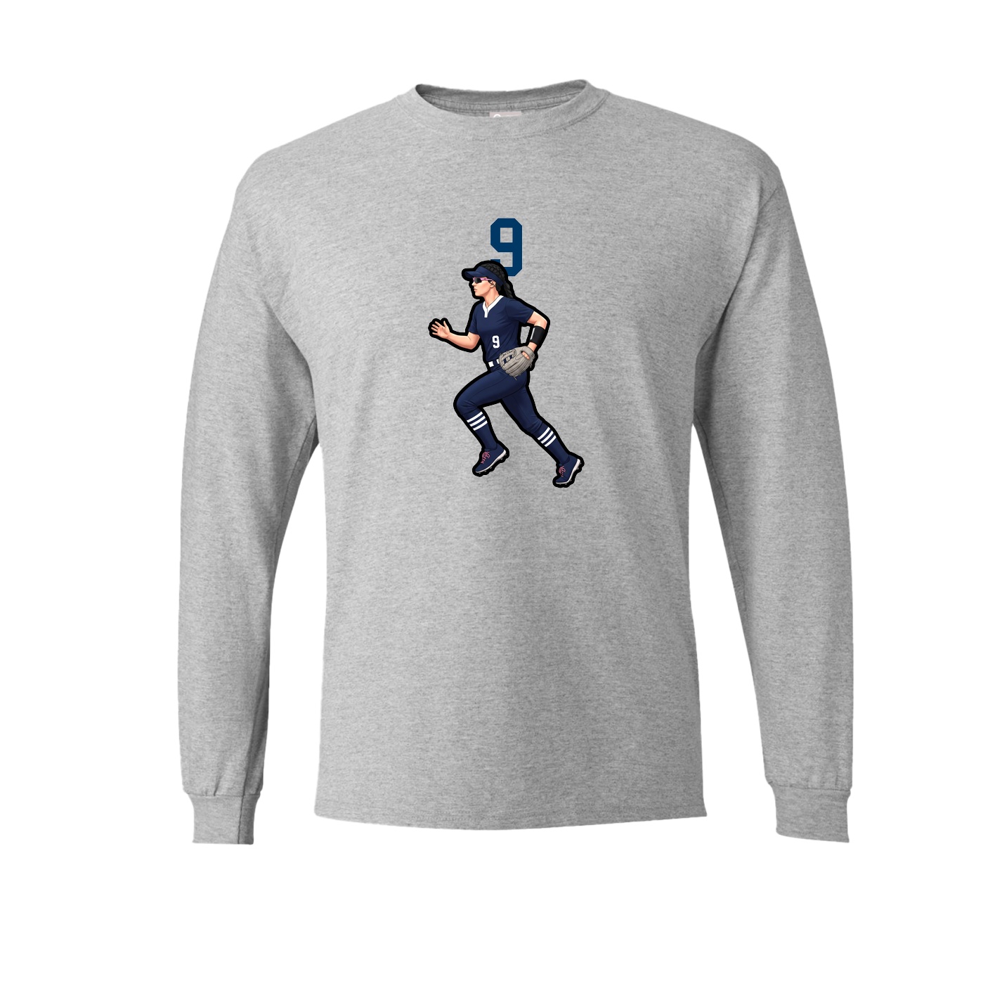 Long Sleeve Tee — Number Top in Grey