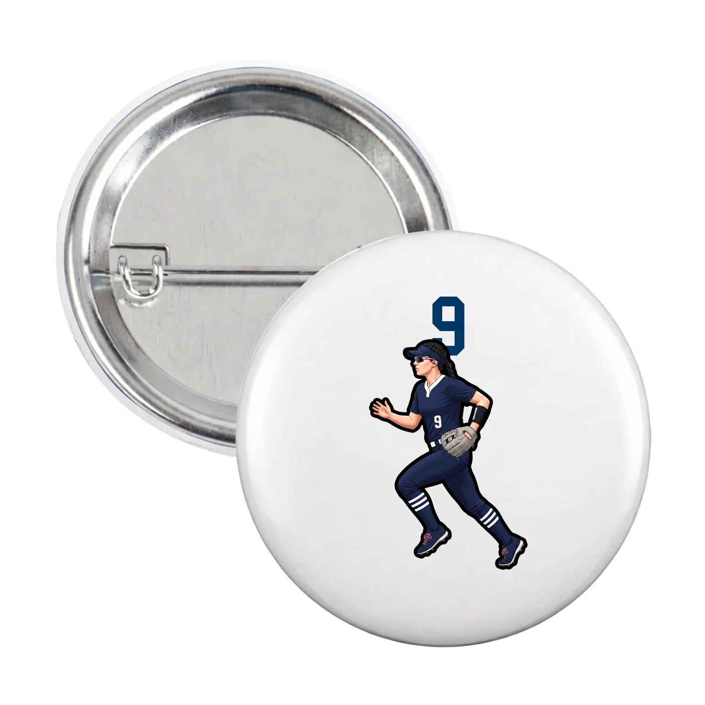 Game Day Button — Number Top in White