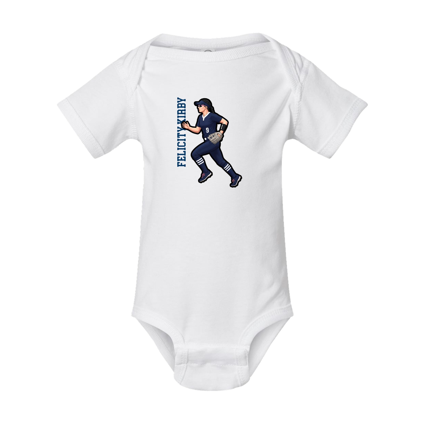 Baby Onesie — Name Vertical in White