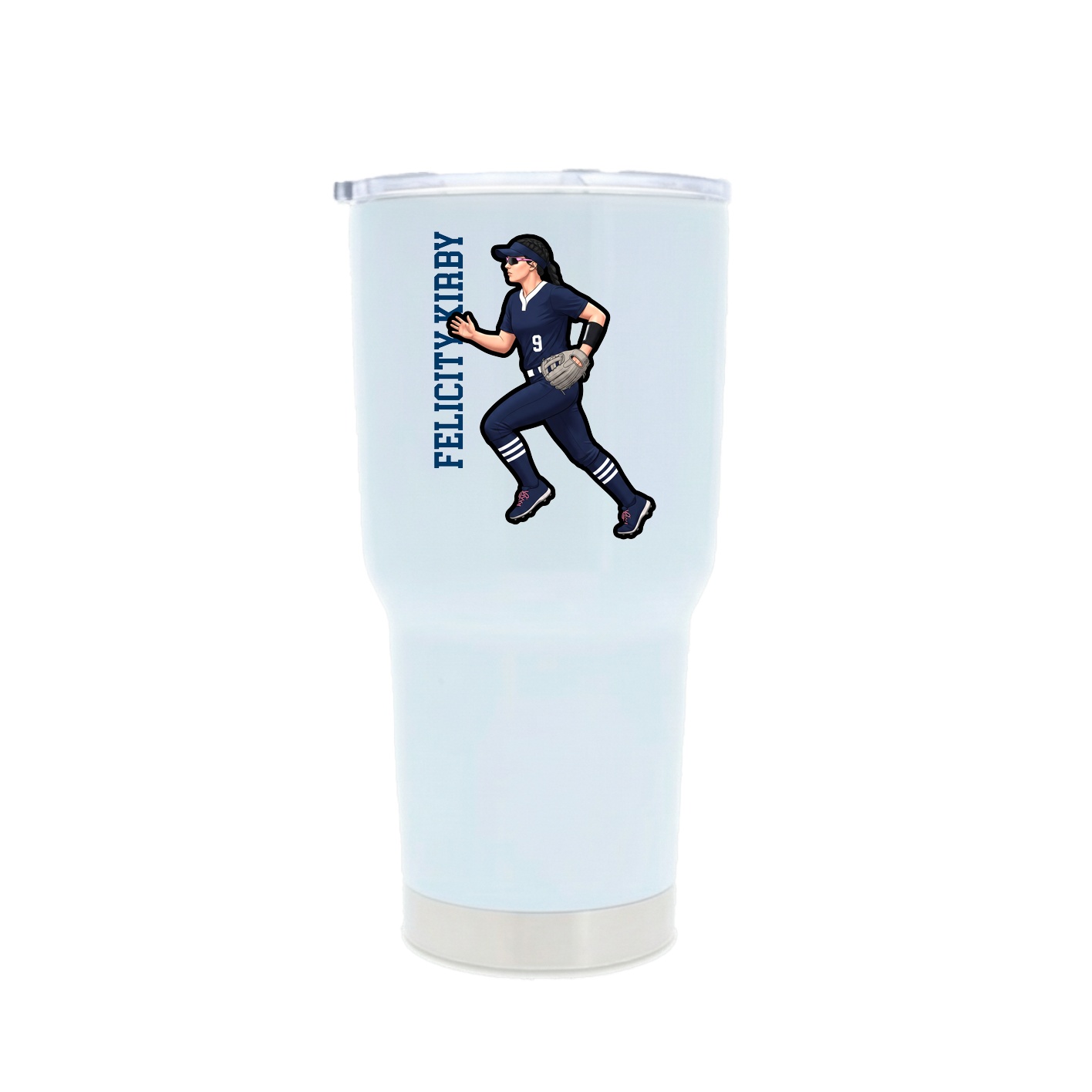 30oz Stainless Steel Tumbler — Name Vertical in White