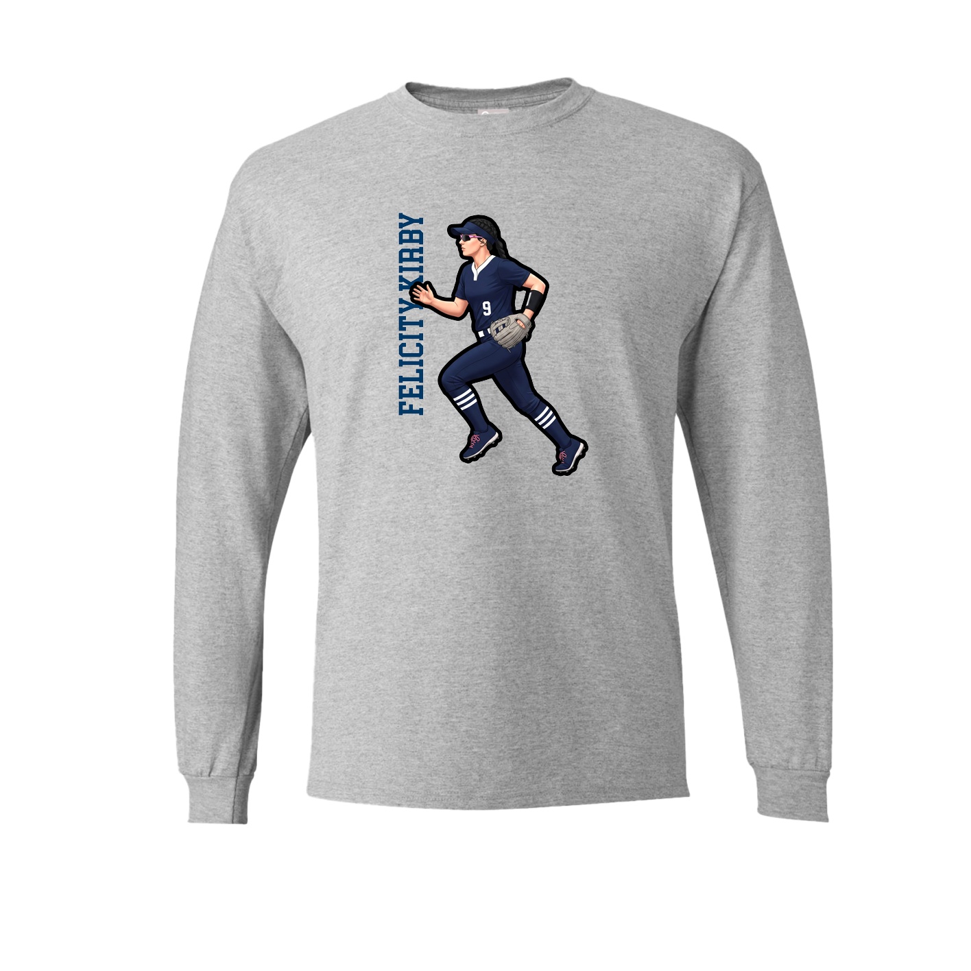 Long Sleeve Tee — Name Vertical in Grey