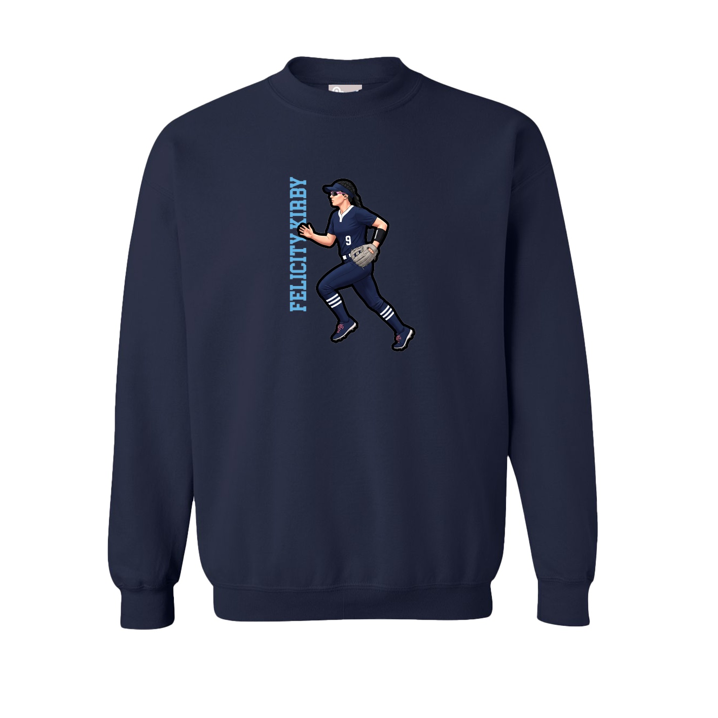 Fleece Crew — Name Vertical in Navy