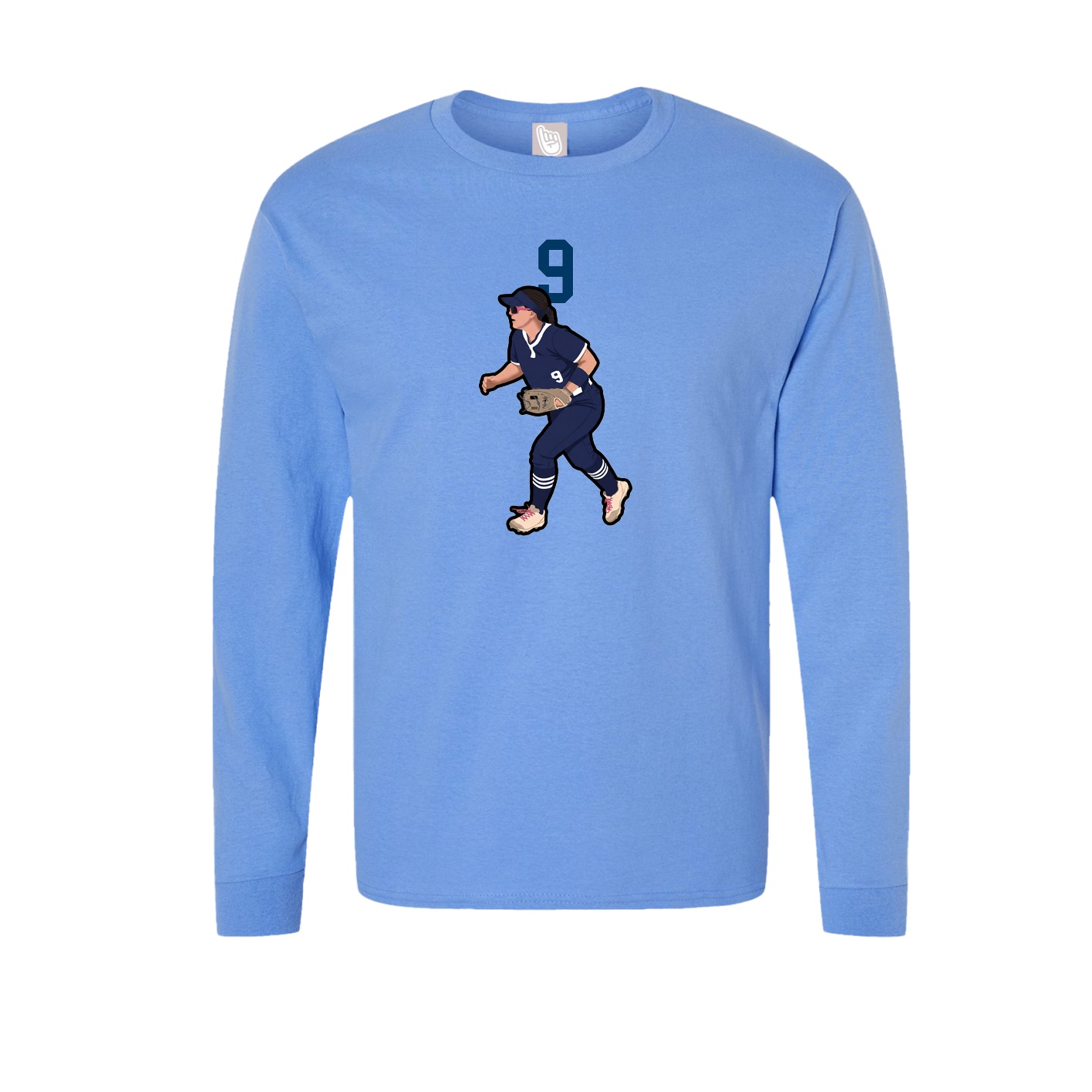 Long Sleeve Tee — Number Top in Powder Blue