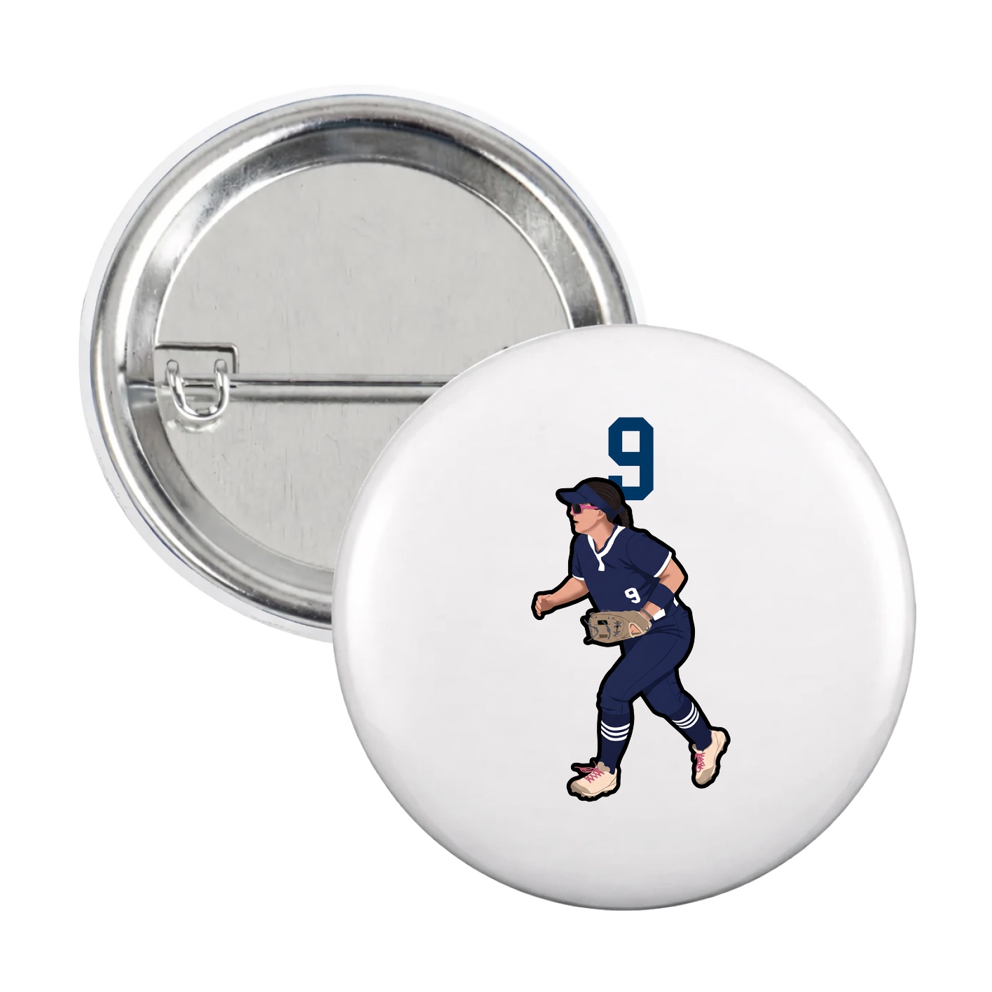 Game Day Button — Number Top in White
