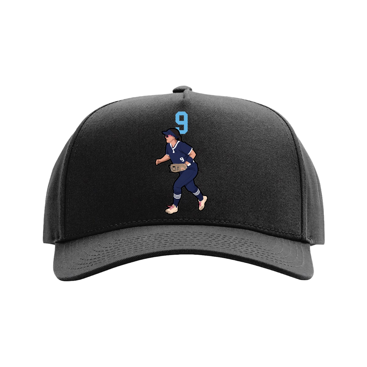 Full Fabric Five-Panel Champ Cap — Number Top in Black