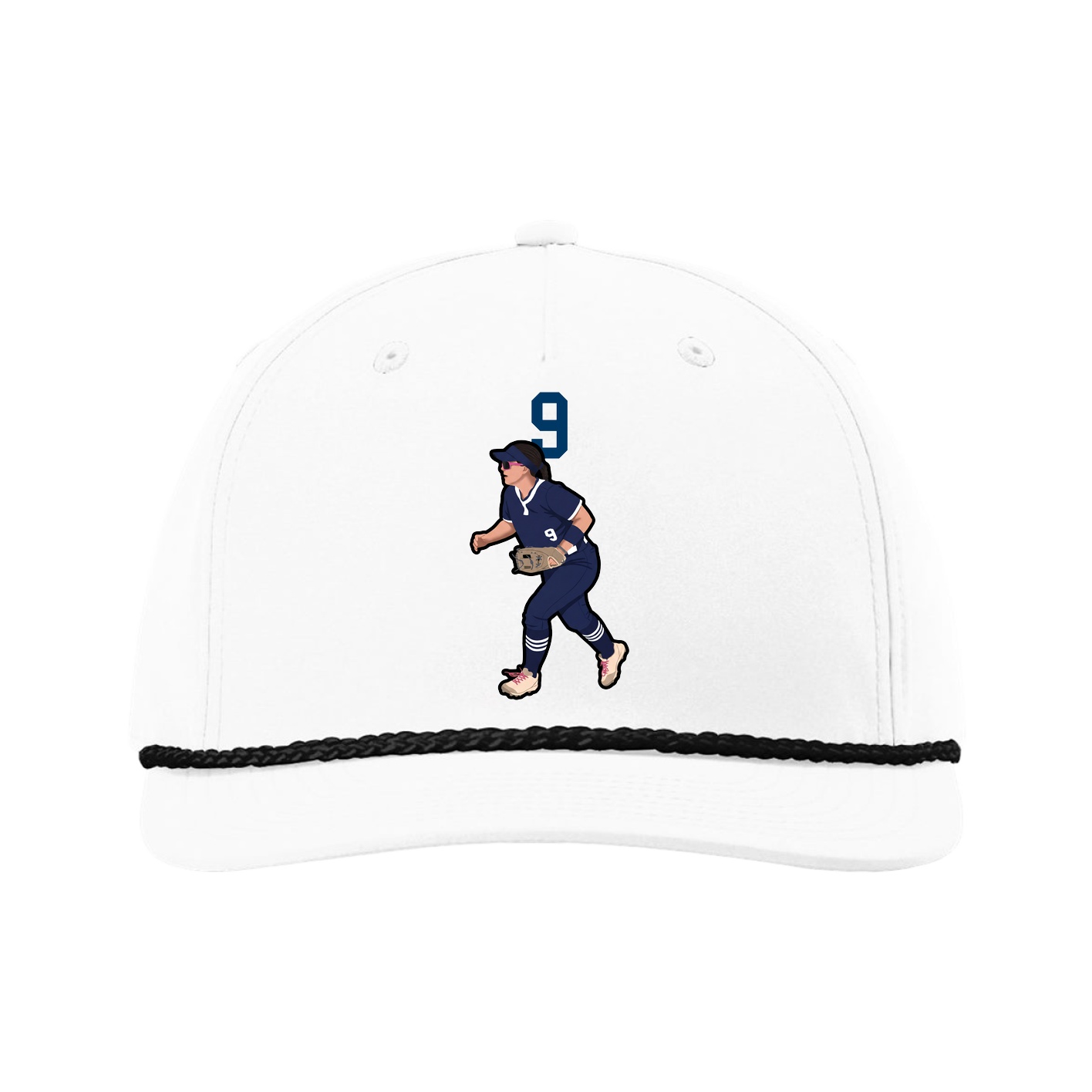 Five-Panel Classic Rope Cap — Number Top in White