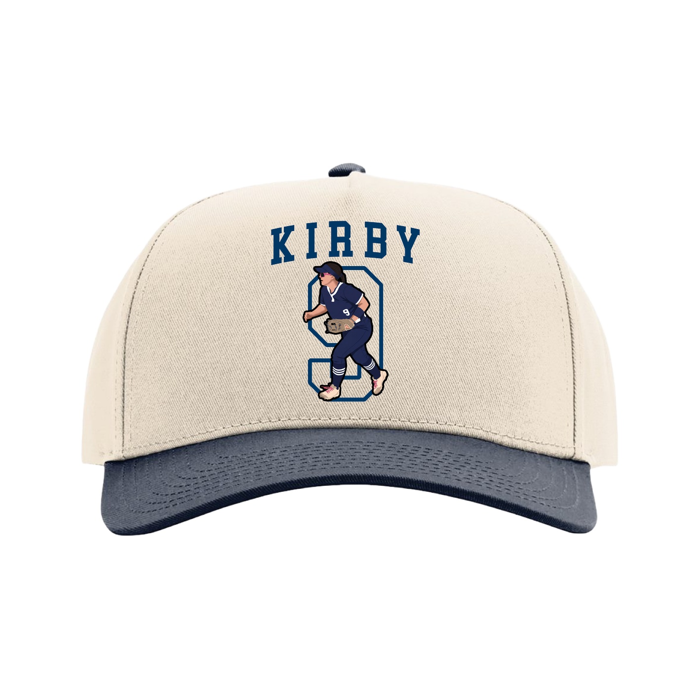 Full Fabric Five-Panel Champ Cap — Shirsey in Cream/Navy
