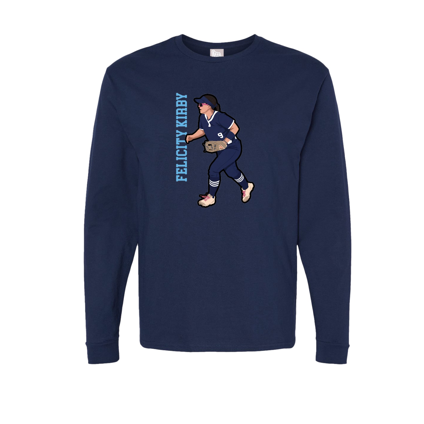 Long Sleeve Tee — Name Vertical in Navy
