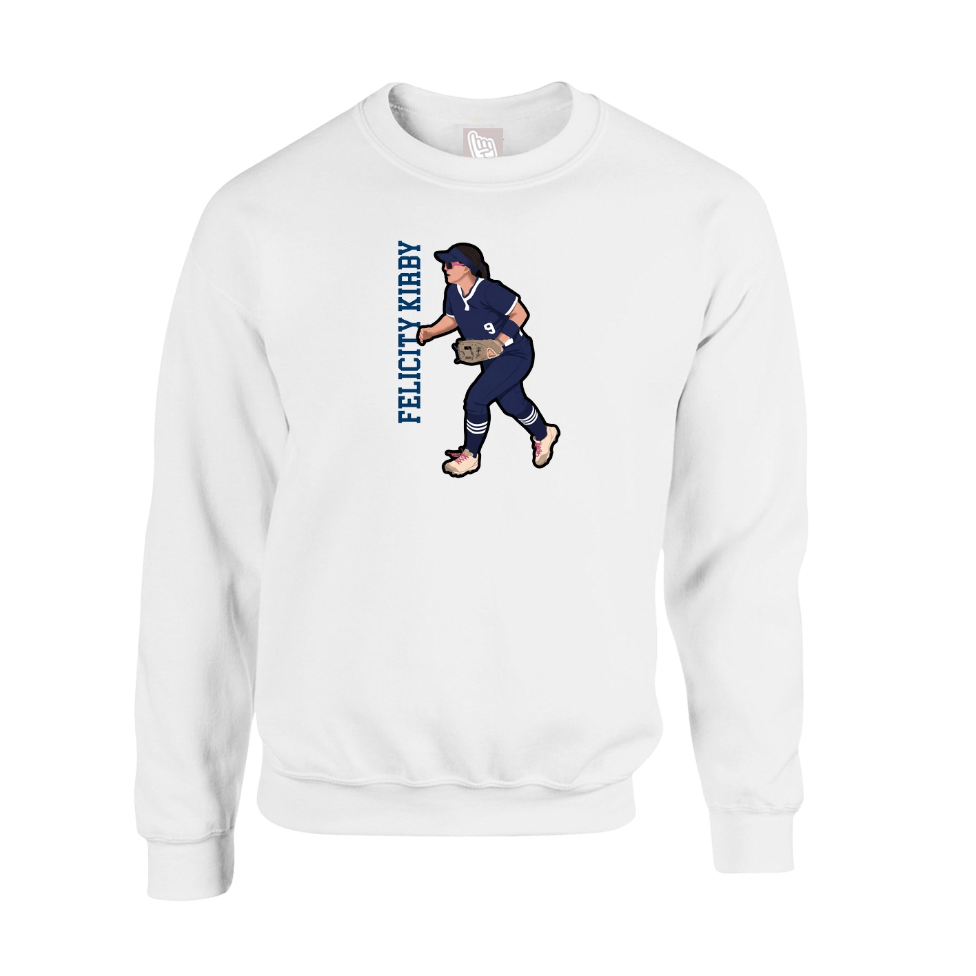 Fleece Crew — Name Vertical in White