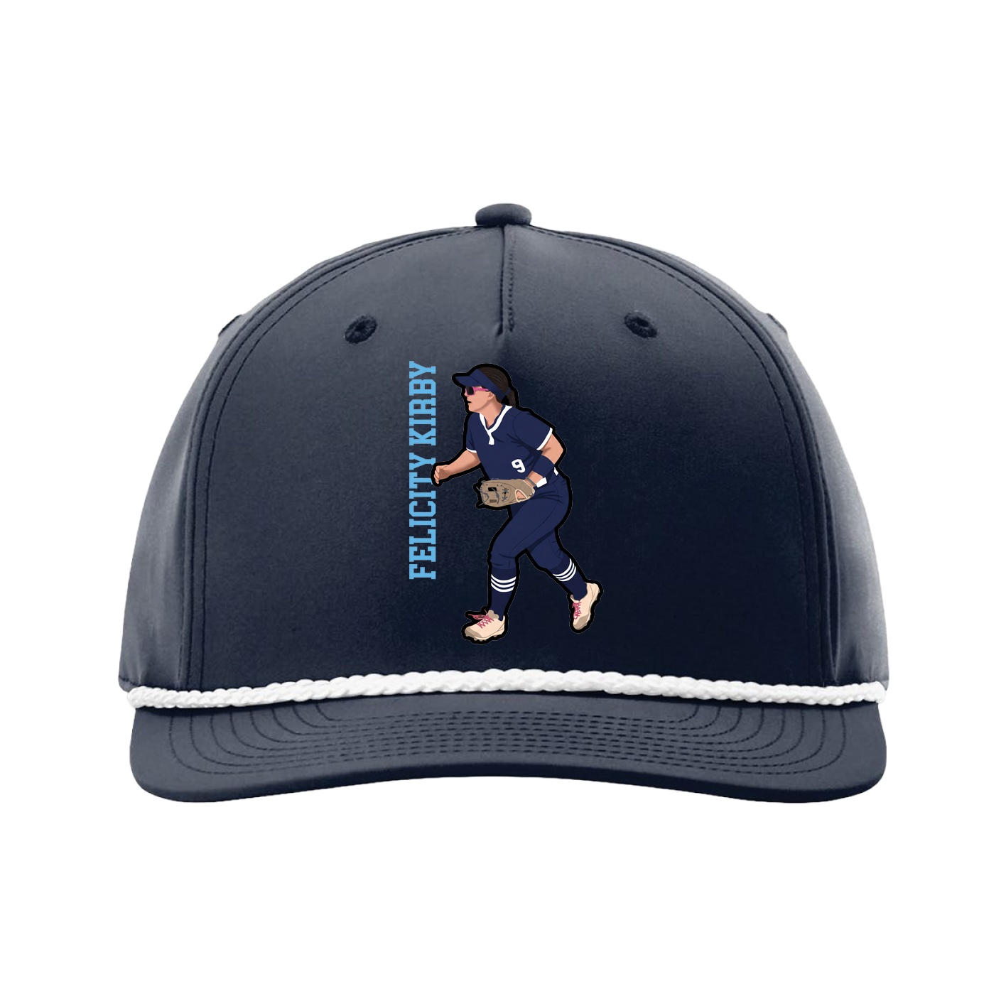 Five-Panel Classic Rope Cap — Name Vertical in Navy