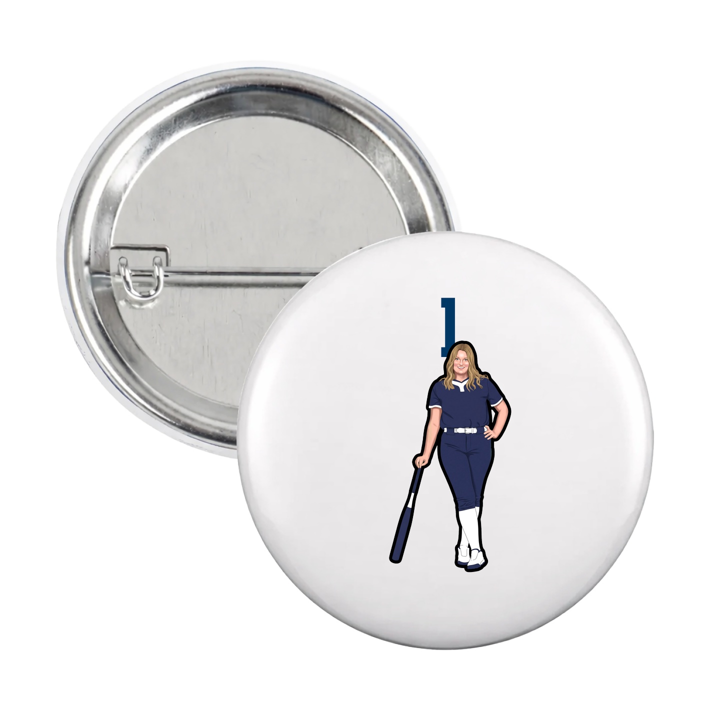 Game Day Button — Number Top in White