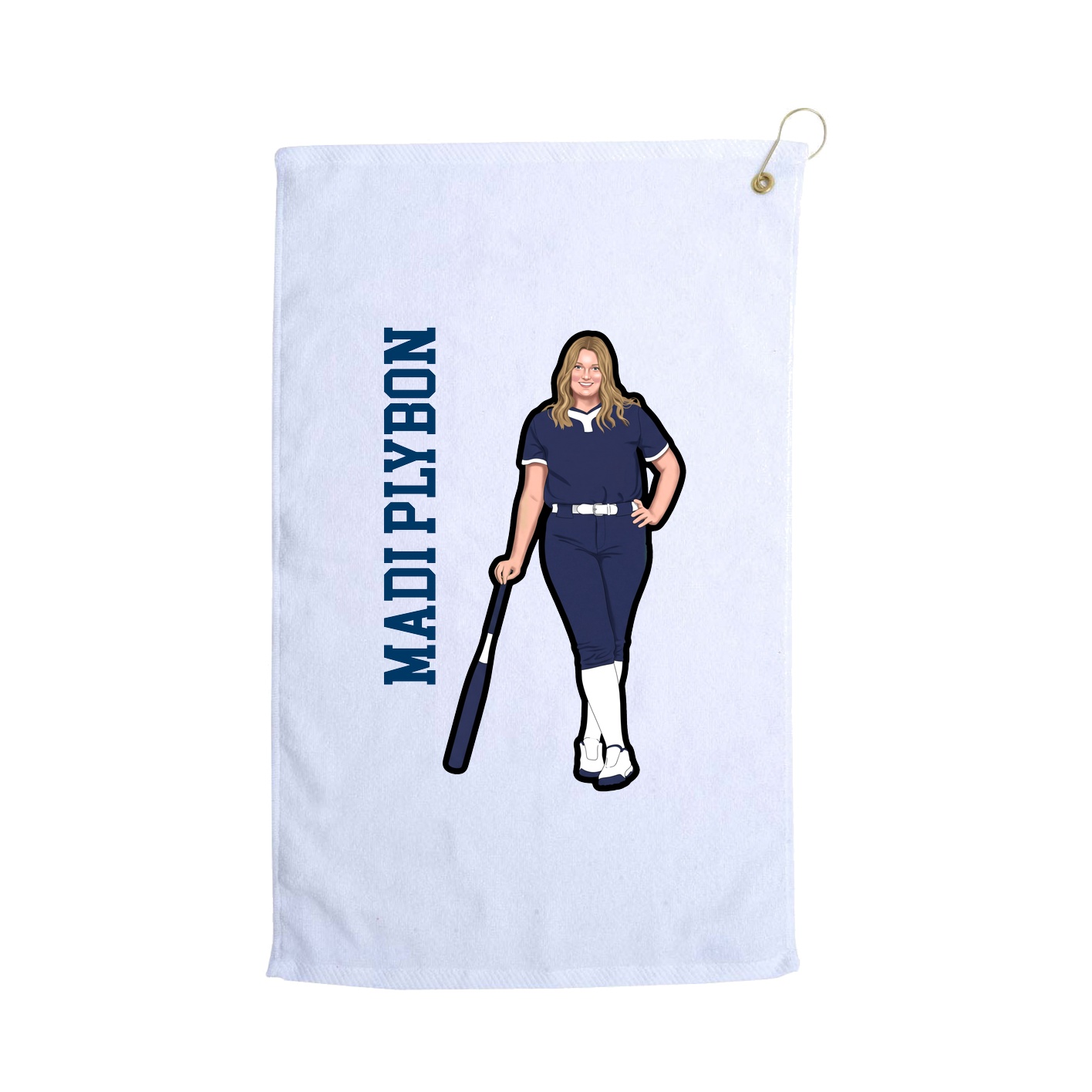 Golf Towel — Name Vertical in White