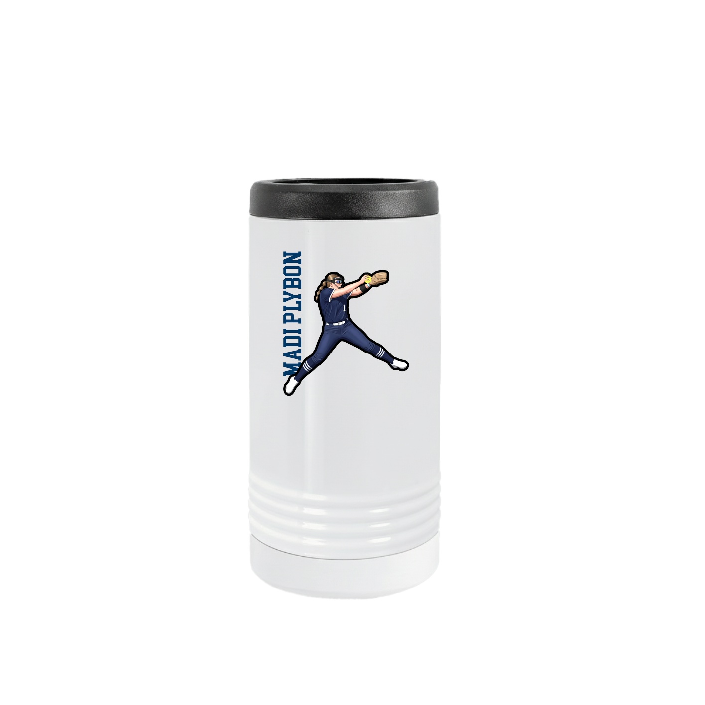 Slim Beverage Holder — Name Vertical in White