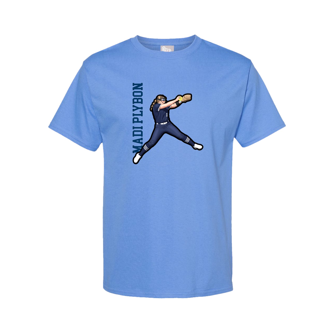 Tee — Name Vertical in Powder Blue