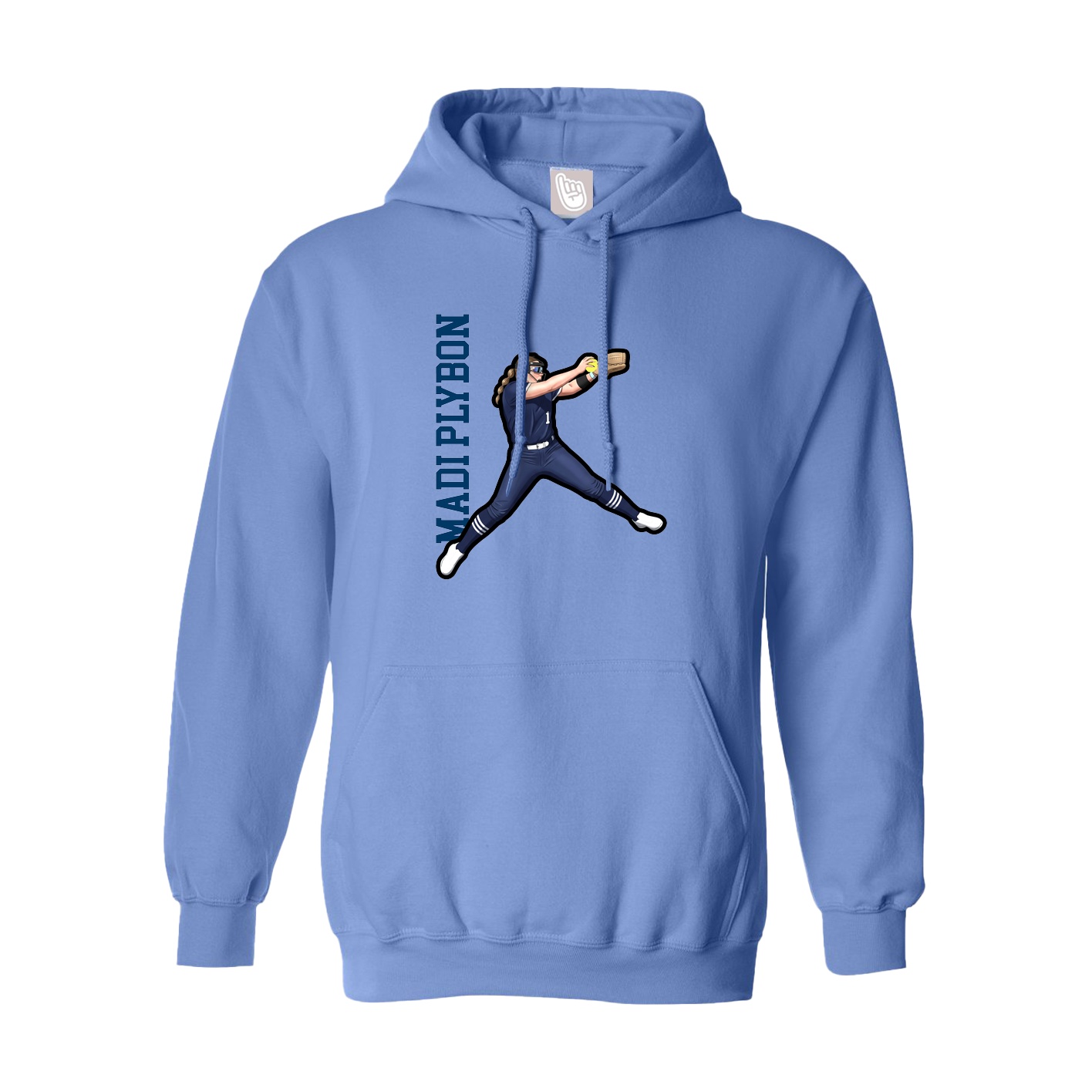 Hoodie — Name Vertical in Powder Blue