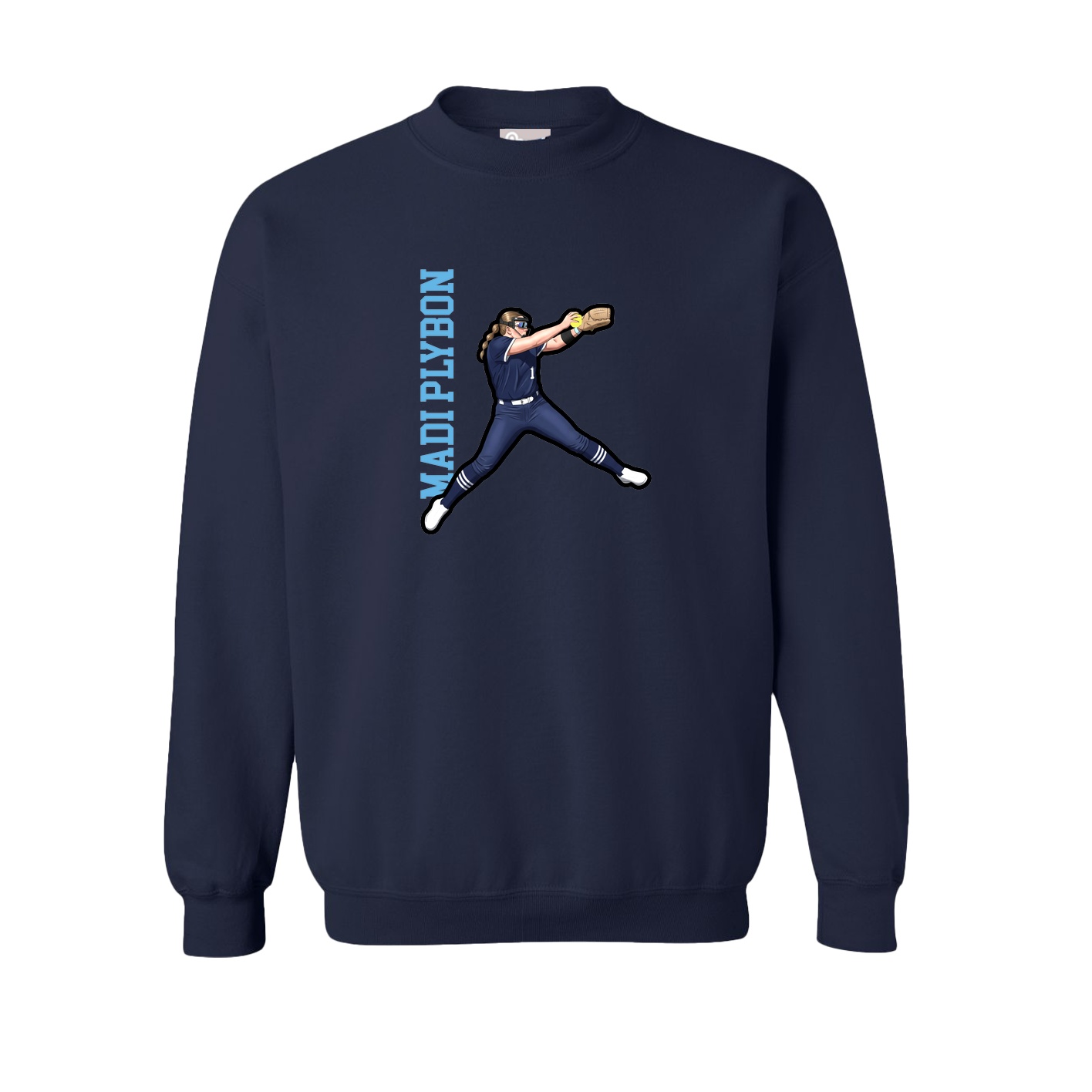 Fleece Crew — Name Vertical in Navy