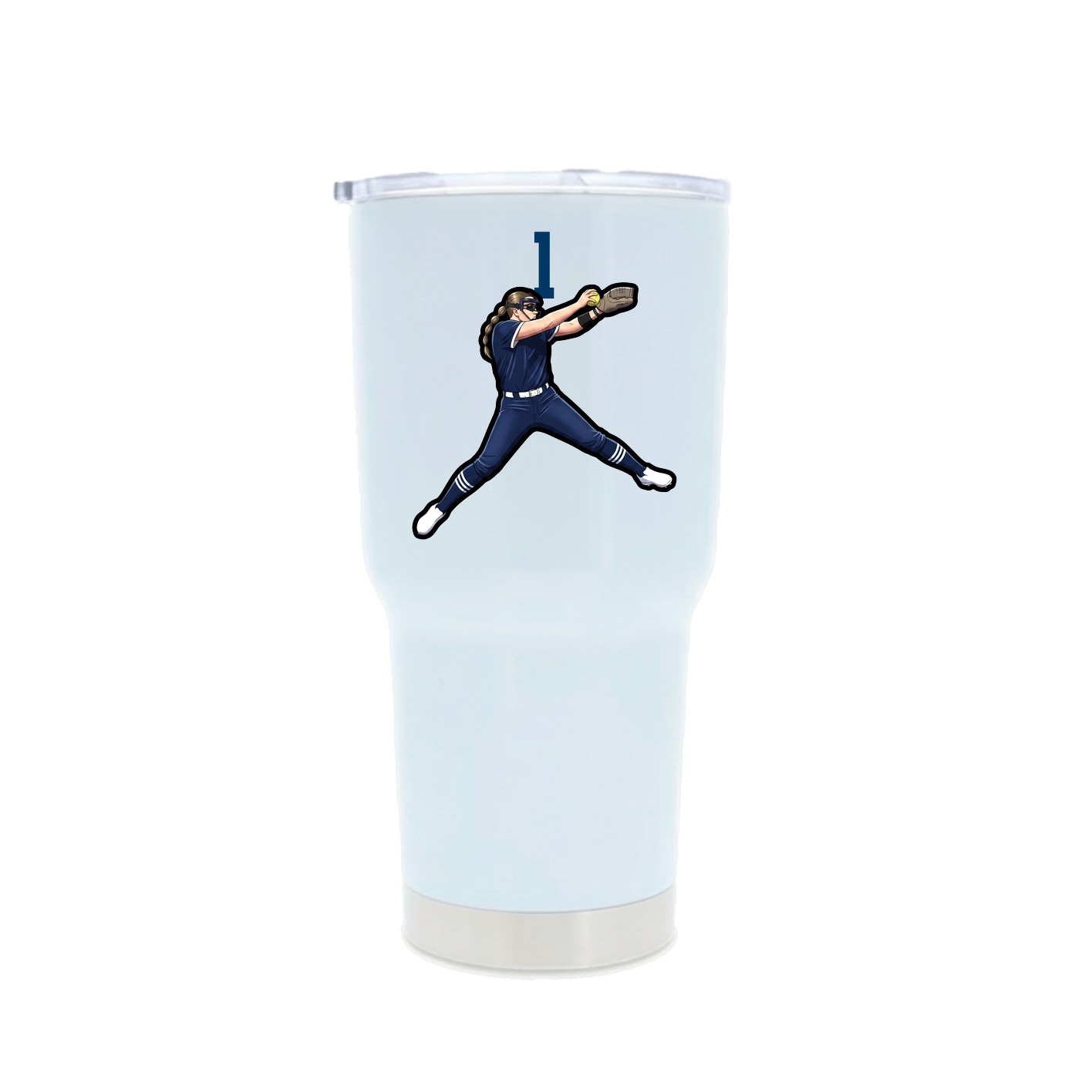 30oz Stainless Steel Tumbler — Number Top in White