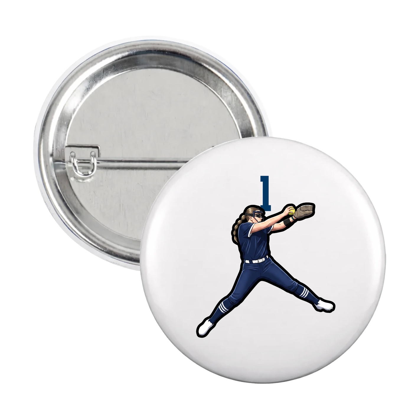 Game Day Button — Number Top in White