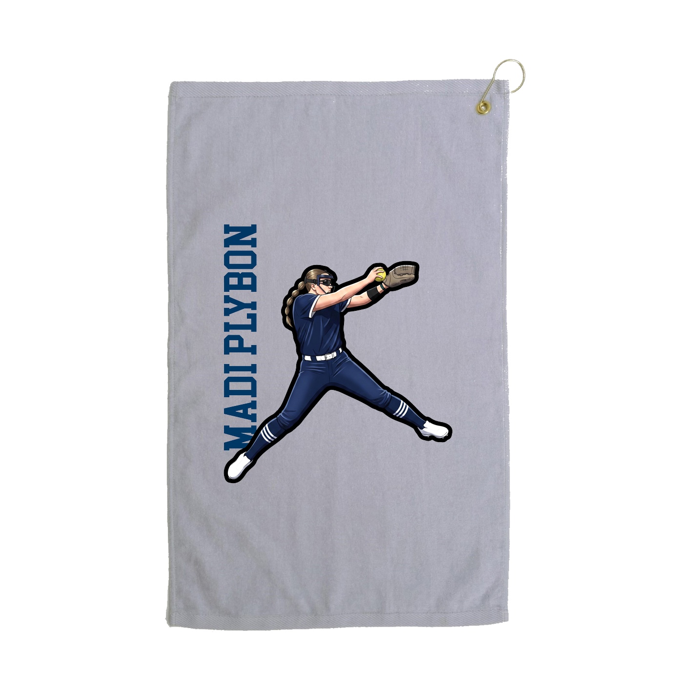Golf Towel — Name Vertical in Grey