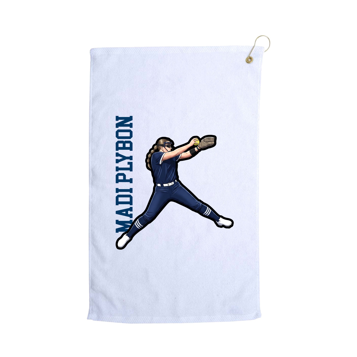 Golf Towel — Name Vertical in White