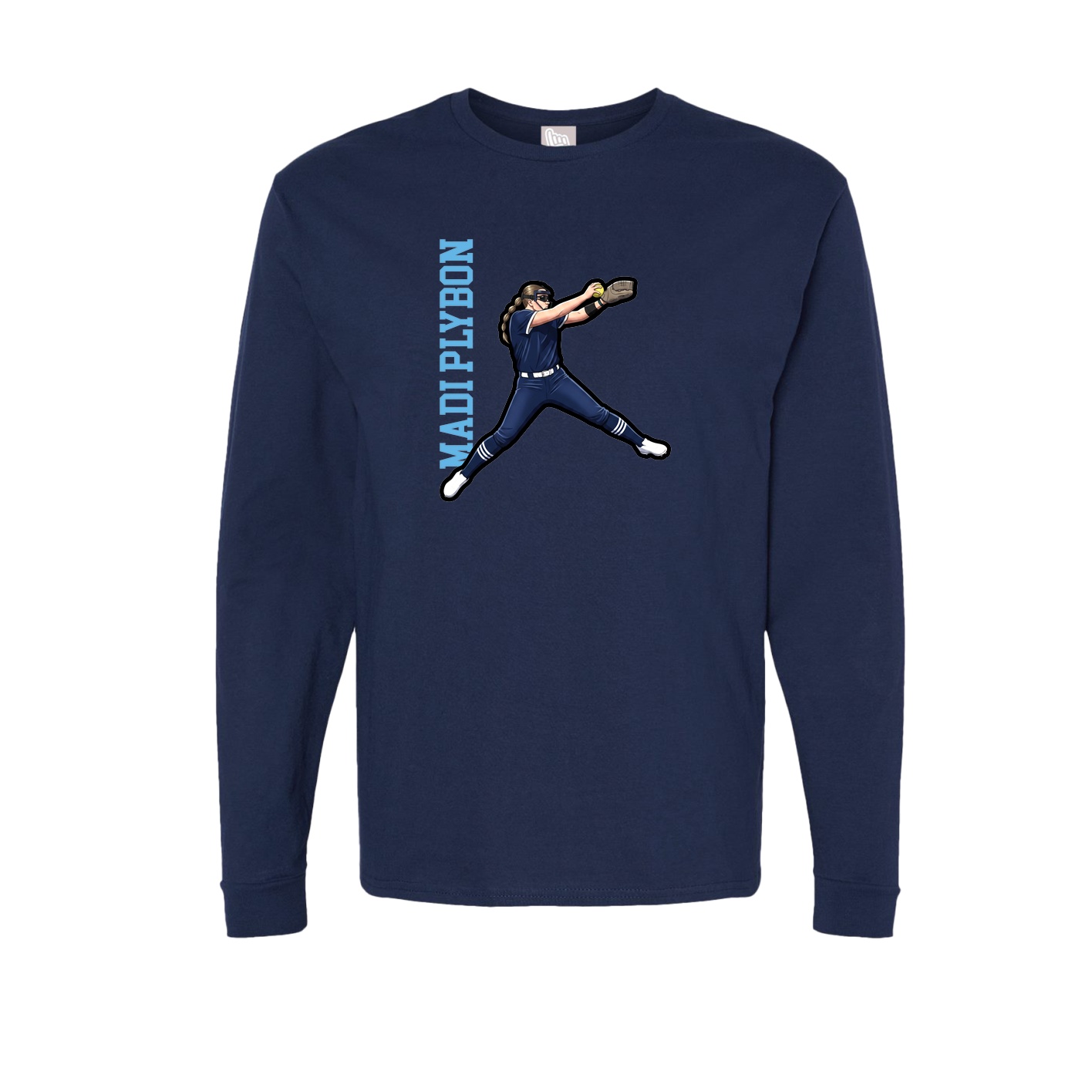 Long Sleeve Tee — Name Vertical in Navy