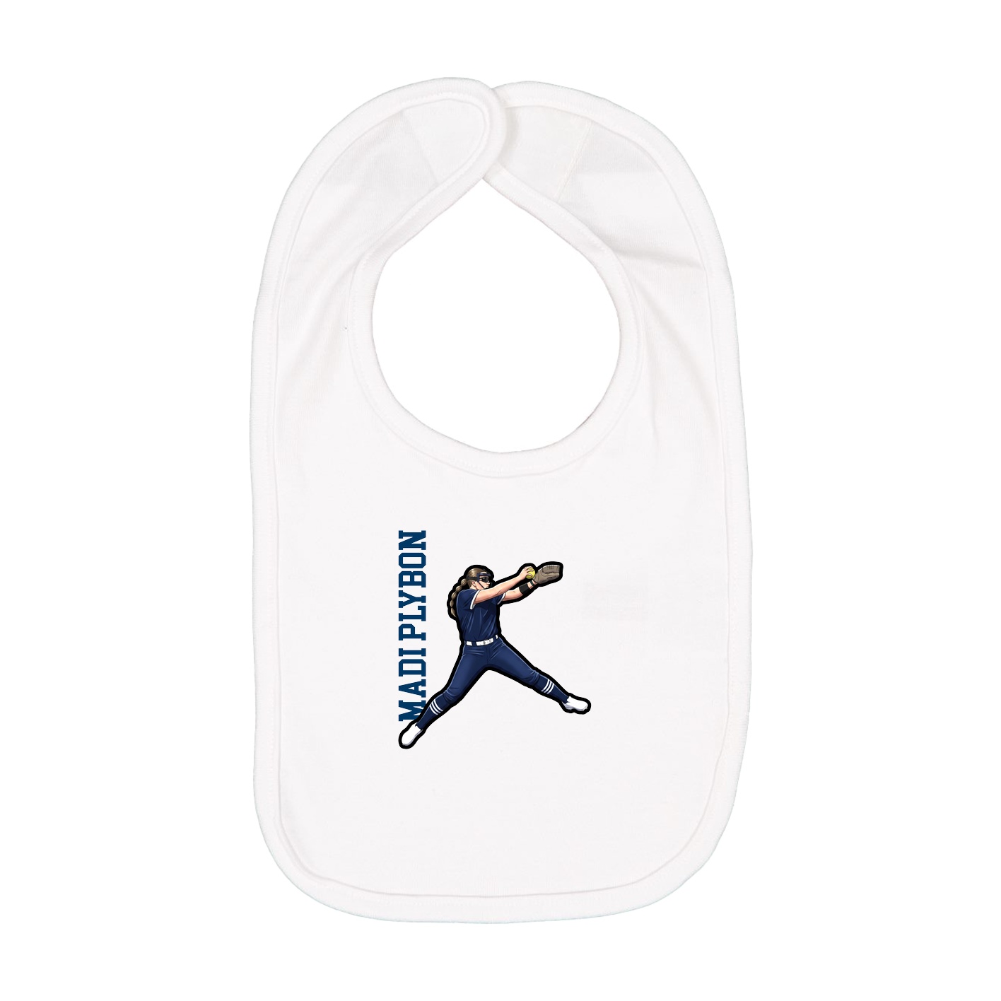 Infant Bib — Name Vertical in White