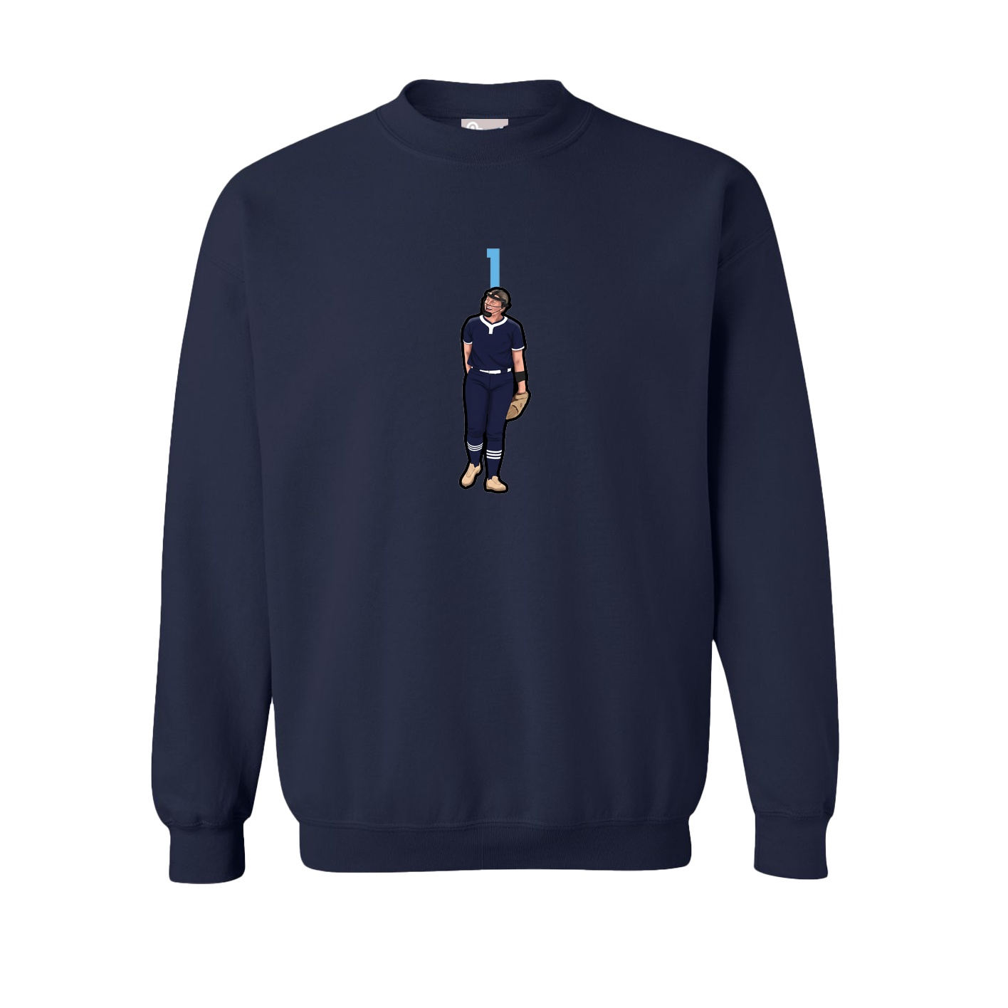 Fleece Crew — Number Top in Navy