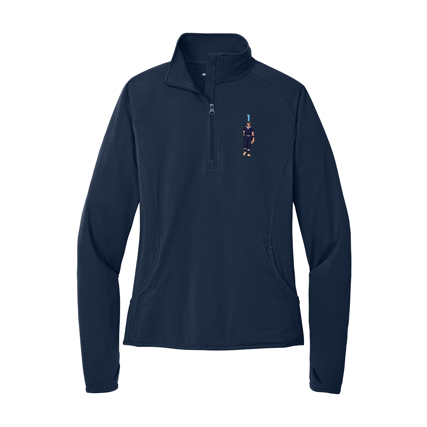 Women's Q-Zip Pullover — Number Top in Navy