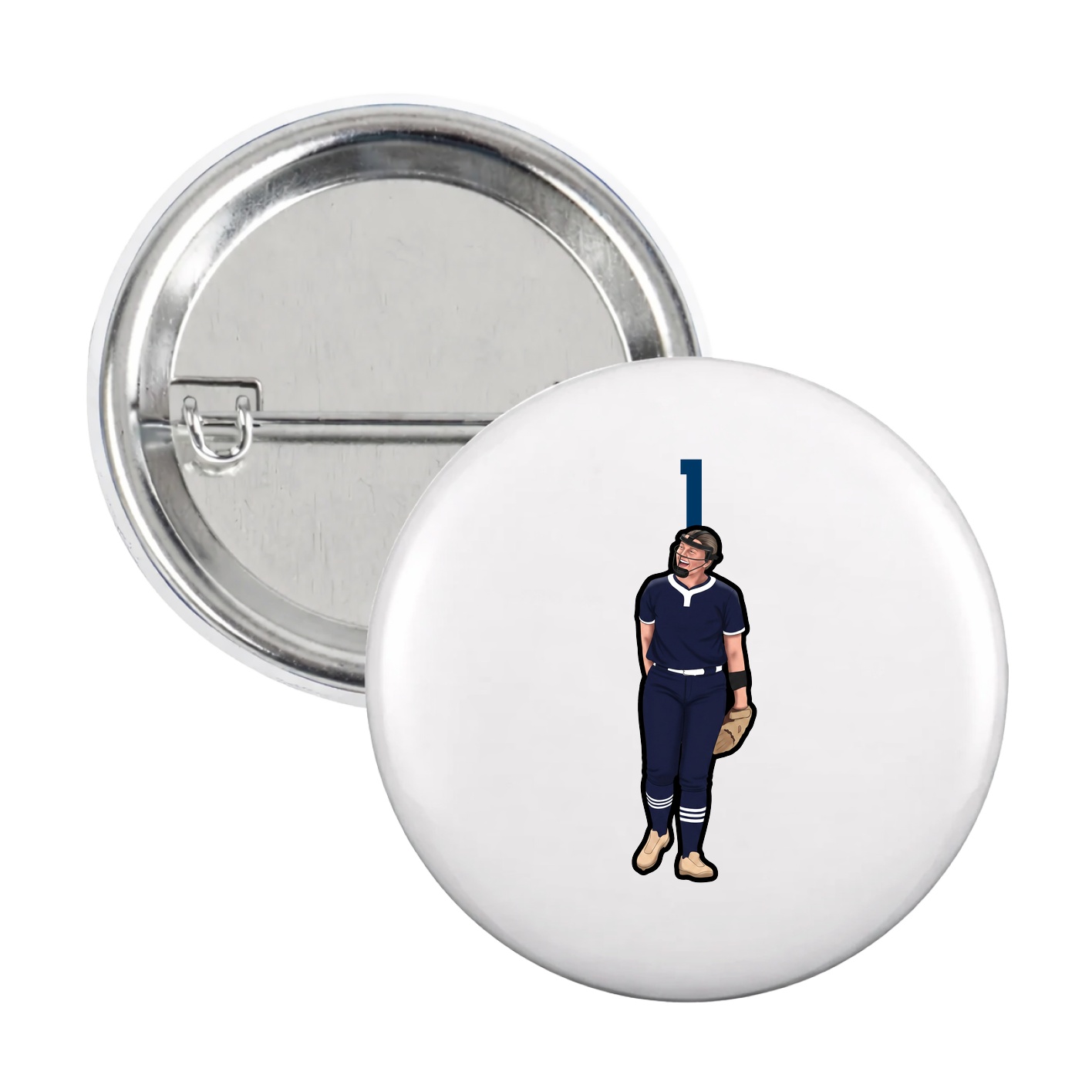Game Day Button — Number Top in White