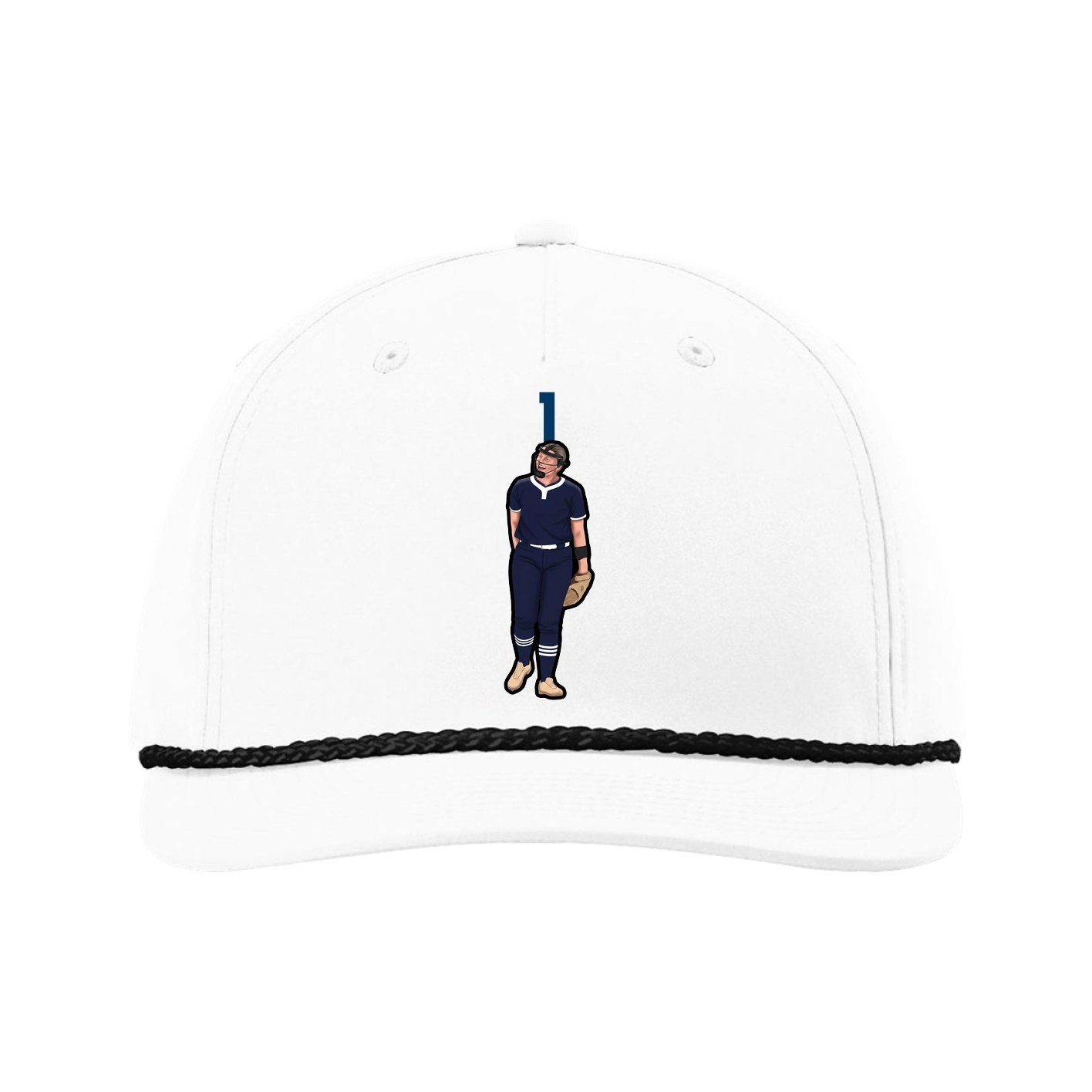 Five-Panel Classic Rope Cap — Number Top in White