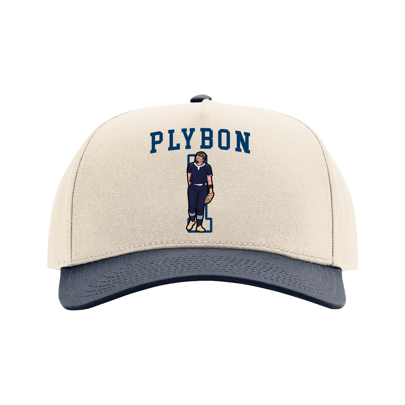 Full Fabric Five-Panel Champ Cap — Shirsey in Cream/Navy