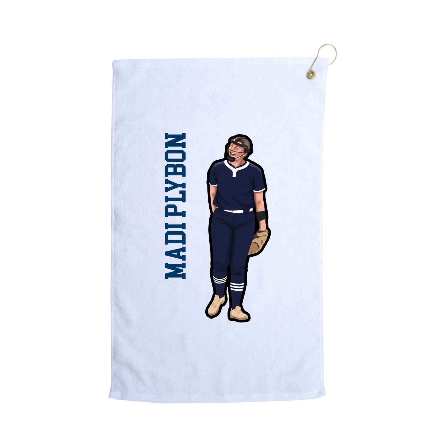 Golf Towel — Name Vertical in White