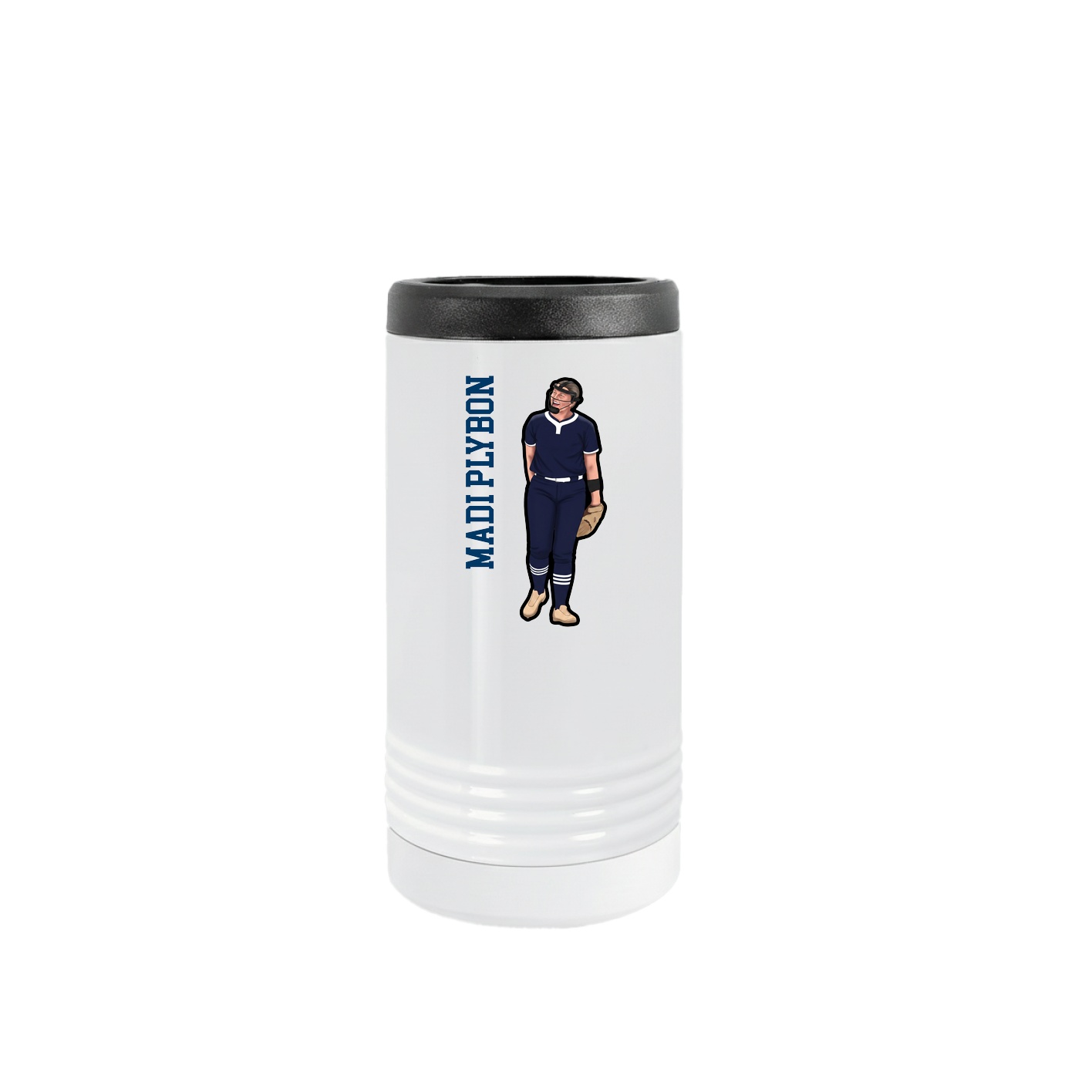 Slim Beverage Holder — Name Vertical in White