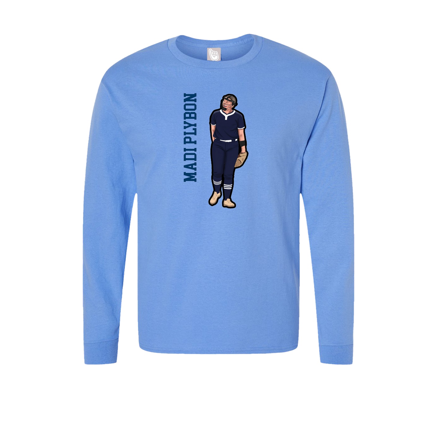 Long Sleeve Tee — Name Vertical in Powder Blue