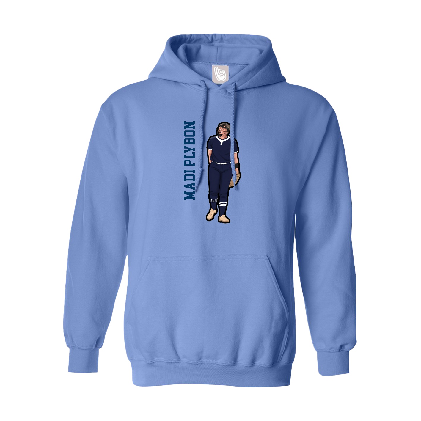 Youth Hoodie — Name Vertical in Powder Blue