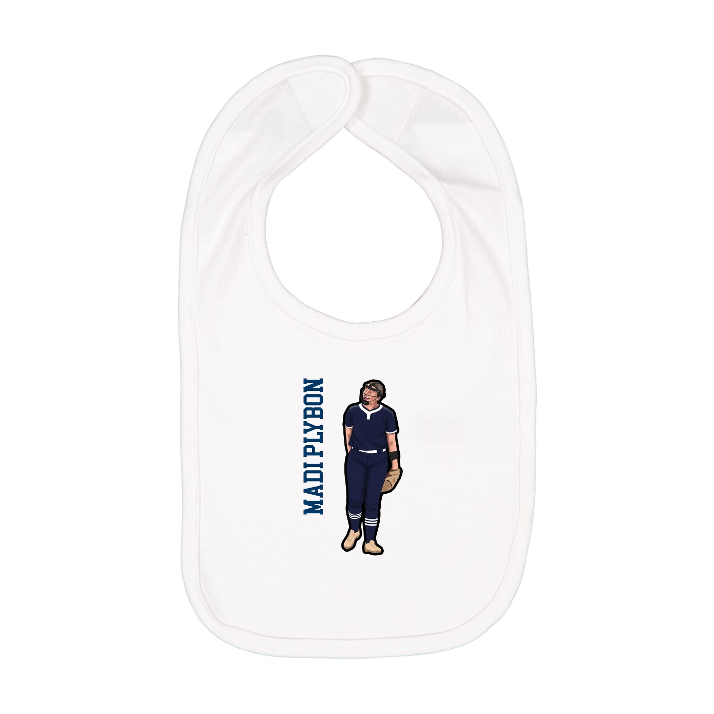 Infant Bib — Name Vertical in White