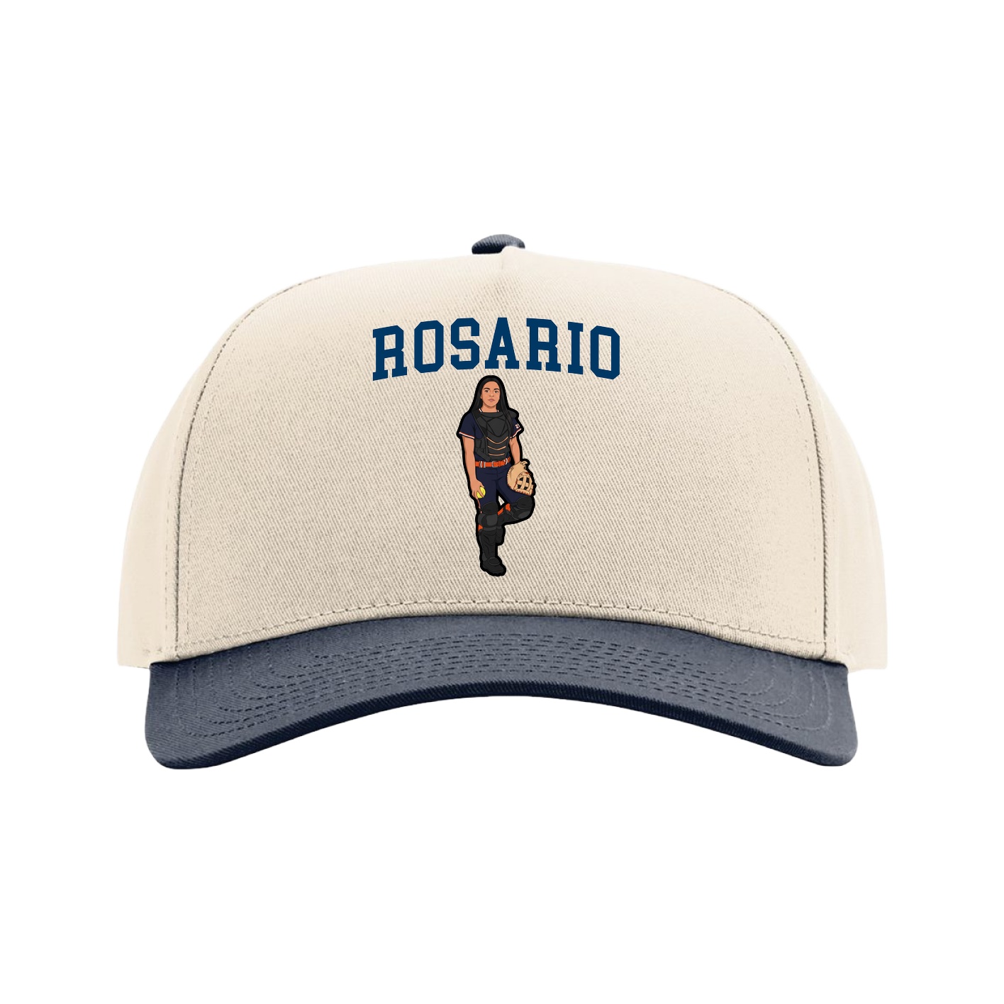 Full Fabric Five-Panel Champ Cap — Shirsey in Cream/Navy