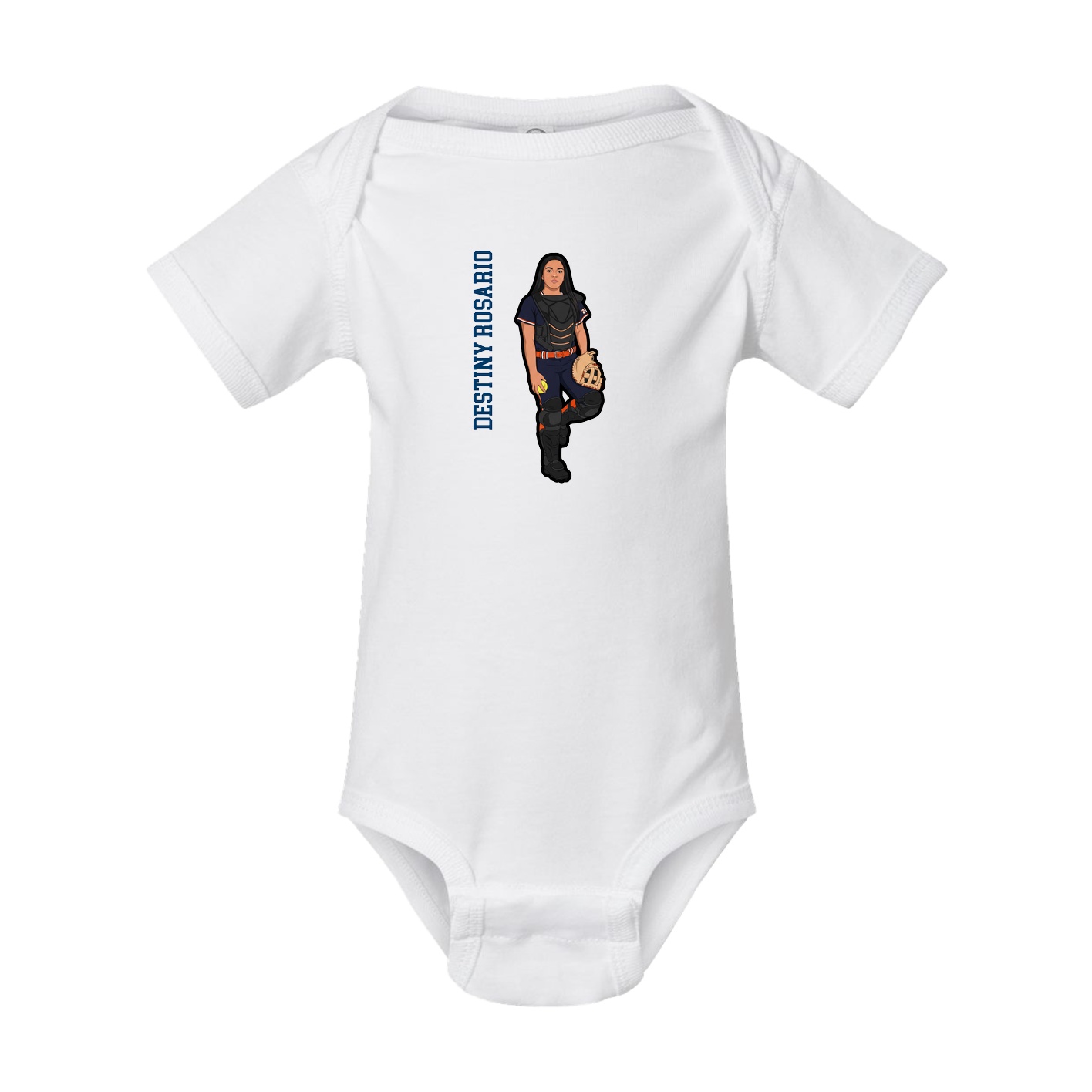 Baby Onesie — Name Vertical in White