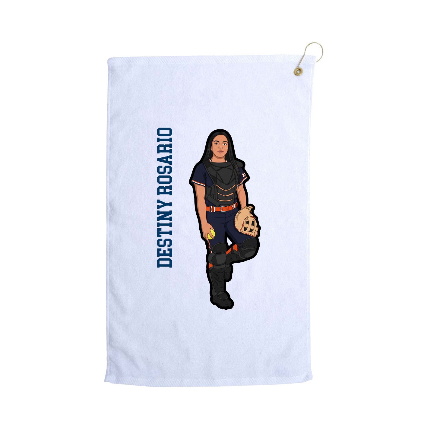 Golf Towel — Name Vertical in White