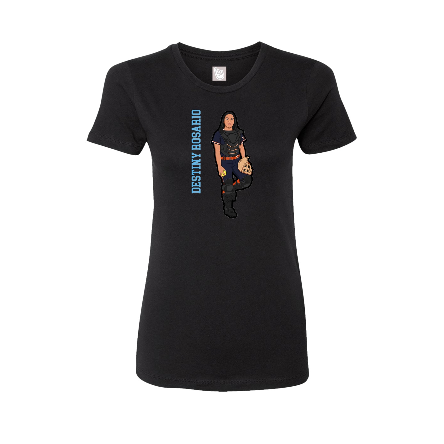 Womens Tee — Name Vertical in Black