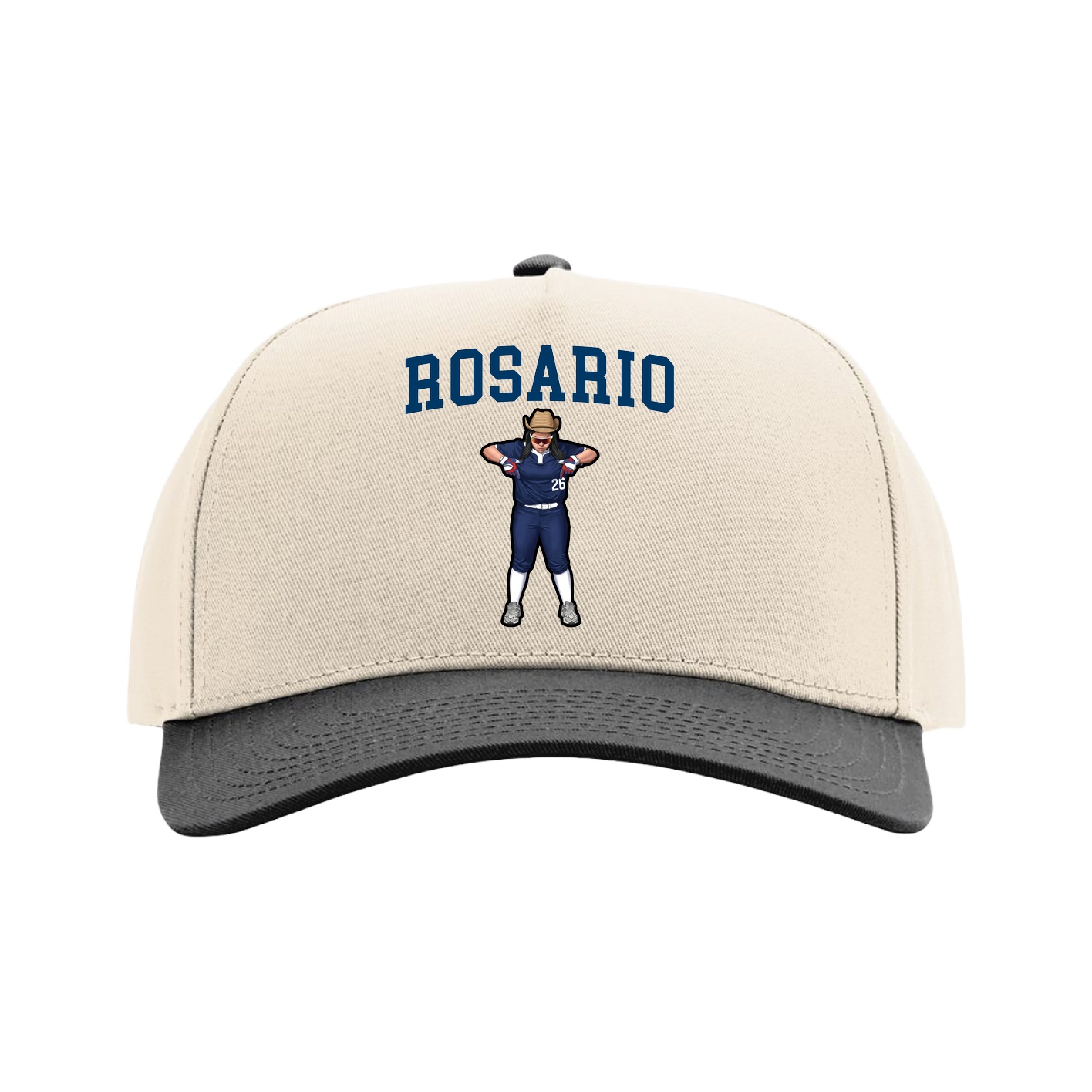 Full Fabric Five-Panel Champ Cap — Shirsey in Cream/Black