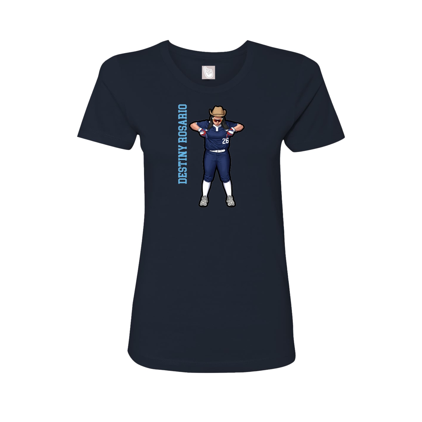 Womens Tee — Name Vertical in Navy