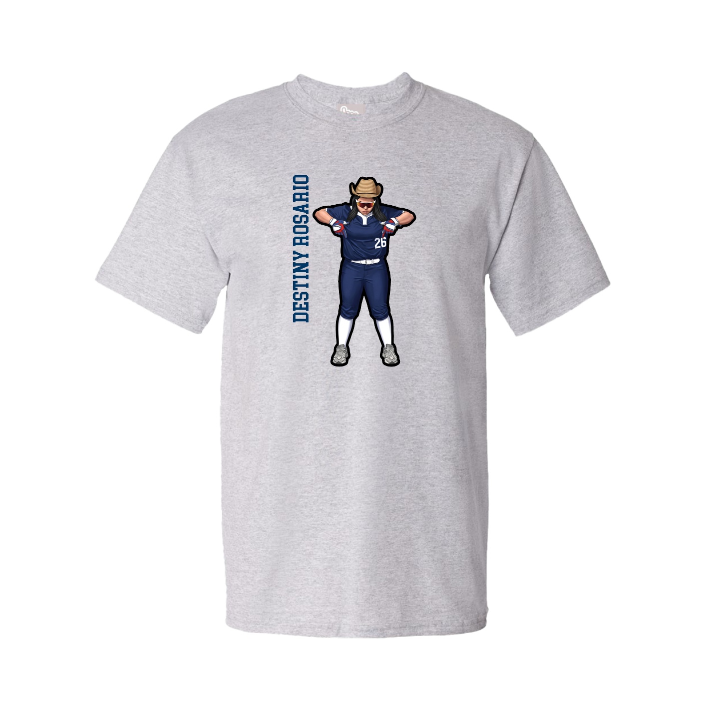 Youth Tee — Name Vertical in Grey