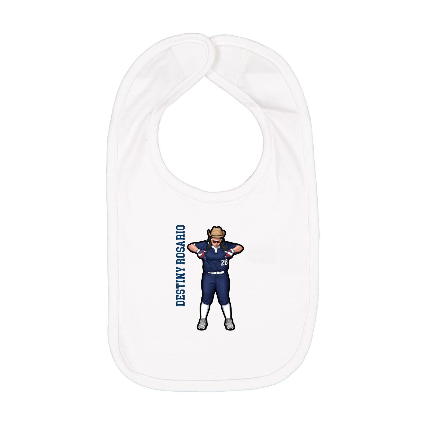 Infant Bib — Name Vertical in White