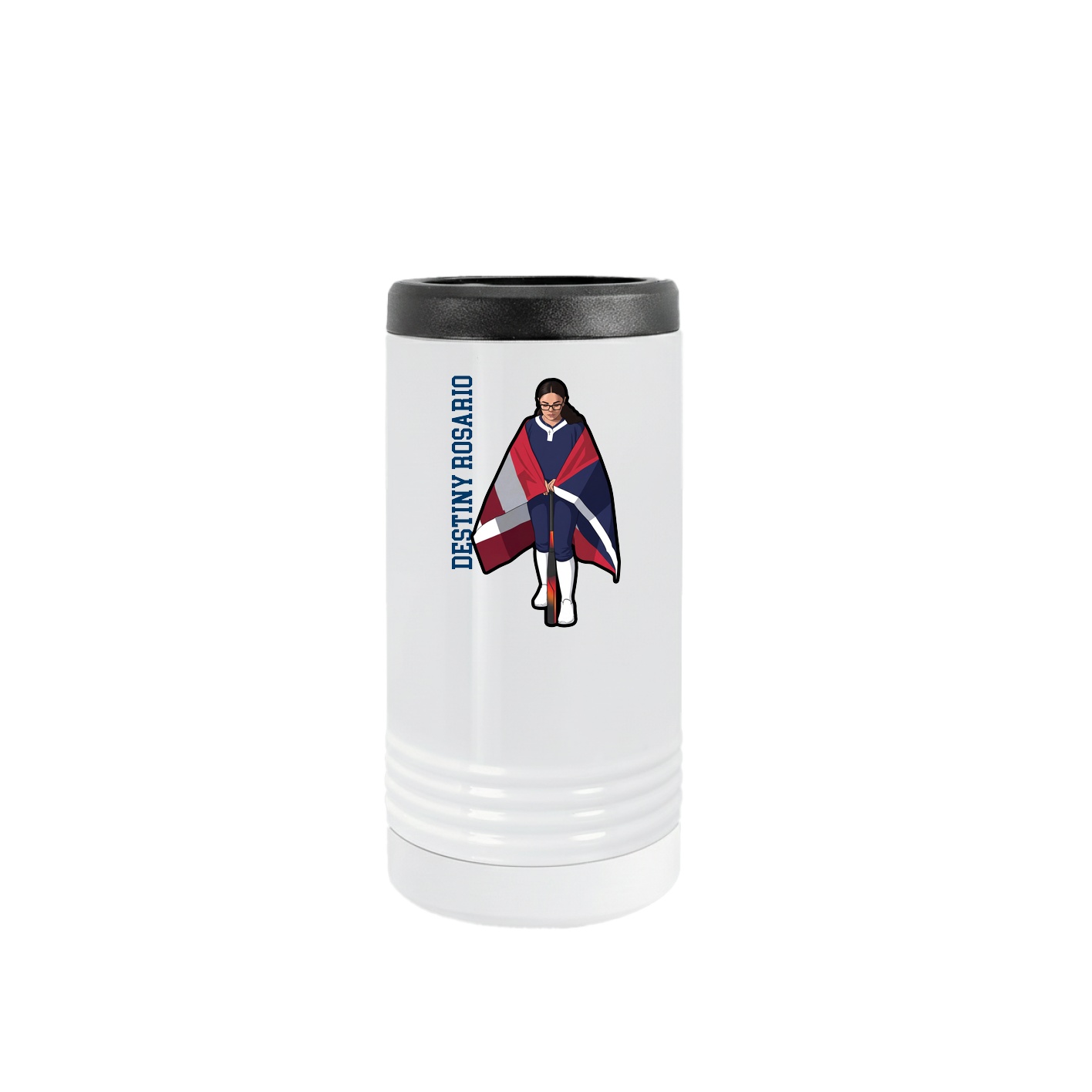 Slim Beverage Holder — Name Vertical in White