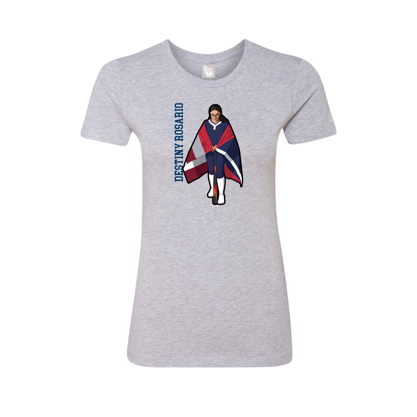 Womens Tee — Name Vertical in Grey