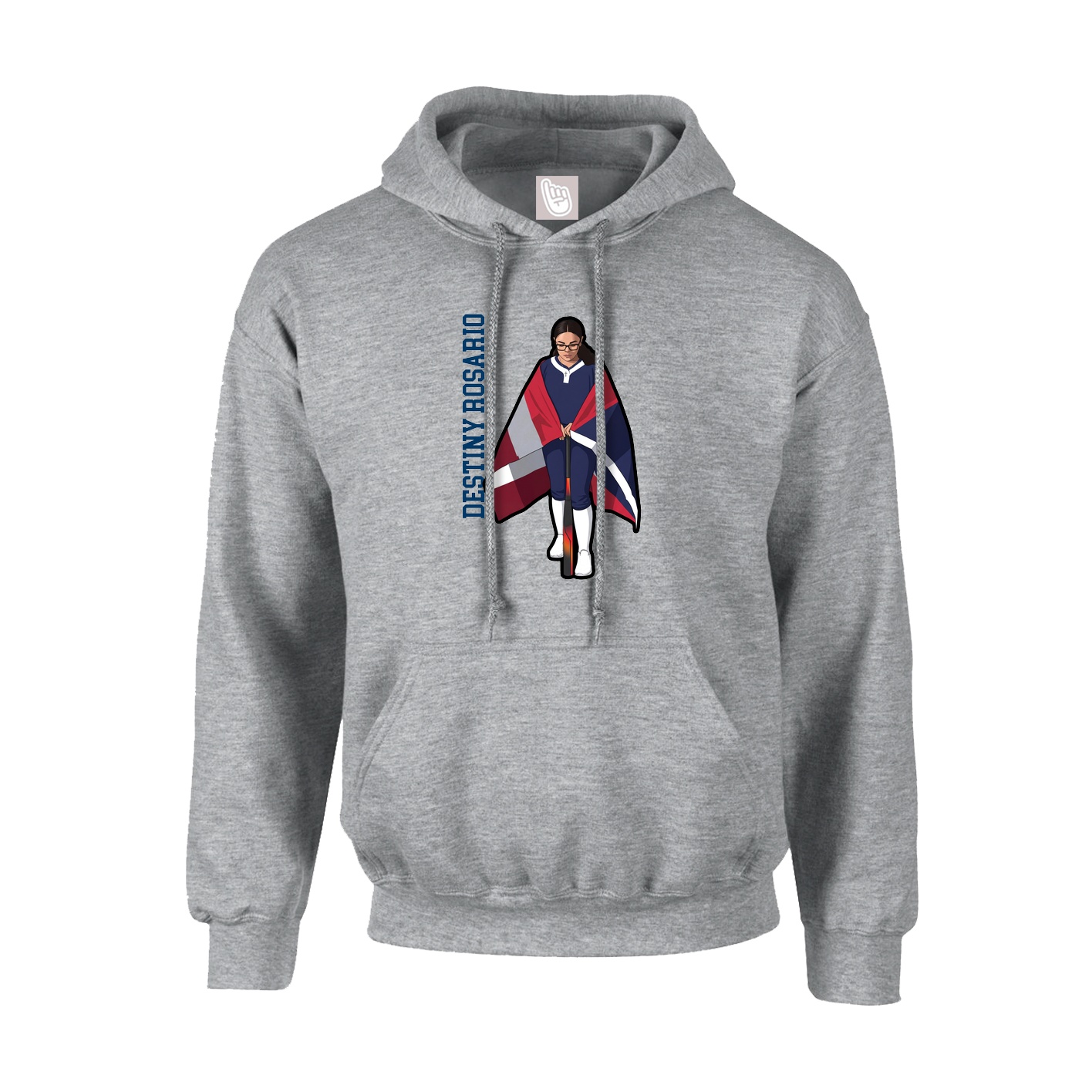 Hoodie — Name Vertical in Grey