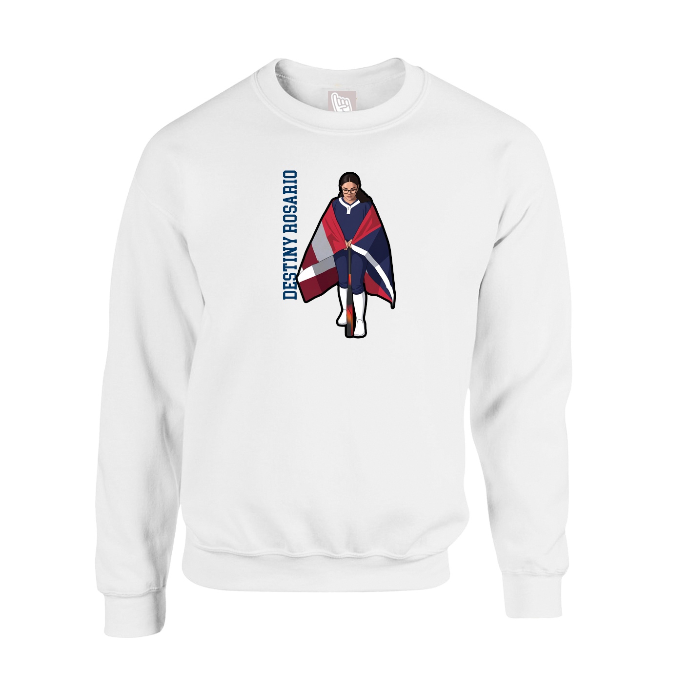 Fleece Crew — Name Vertical in White