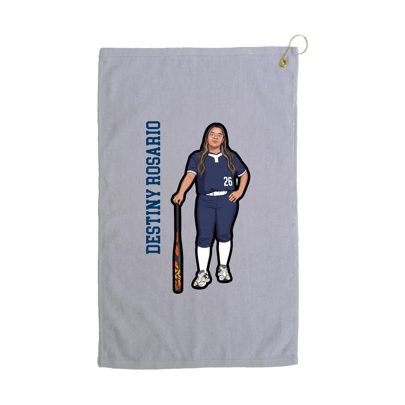 Golf Towel — Name Vertical in Grey