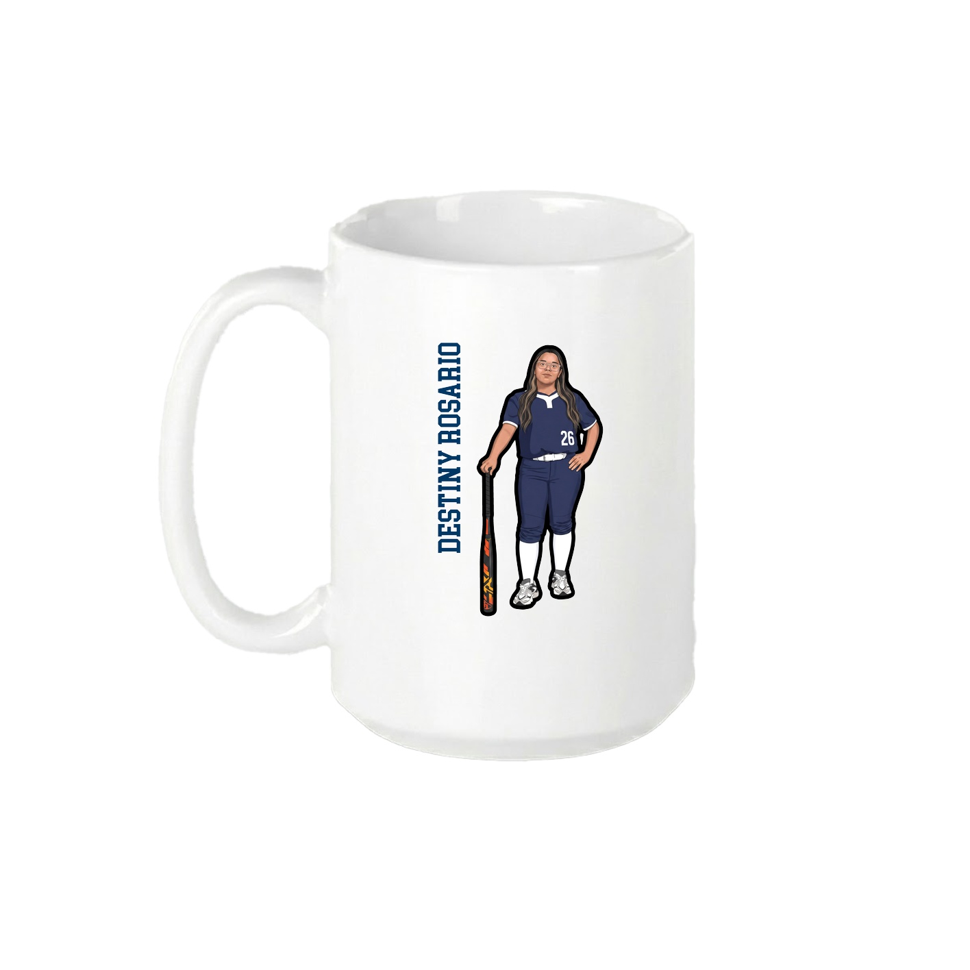 15oz Coffee Mug — Name Vertical in White